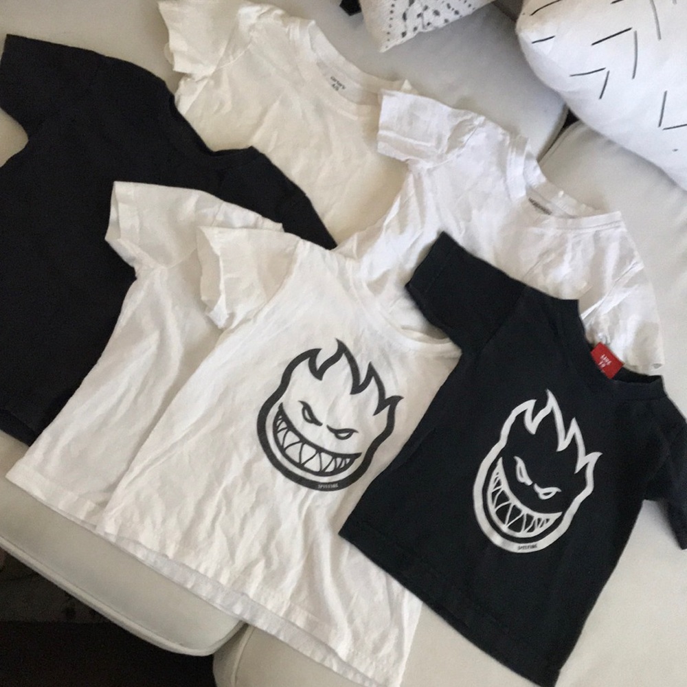 2t/3t lot of 6 toddler black and white shirts